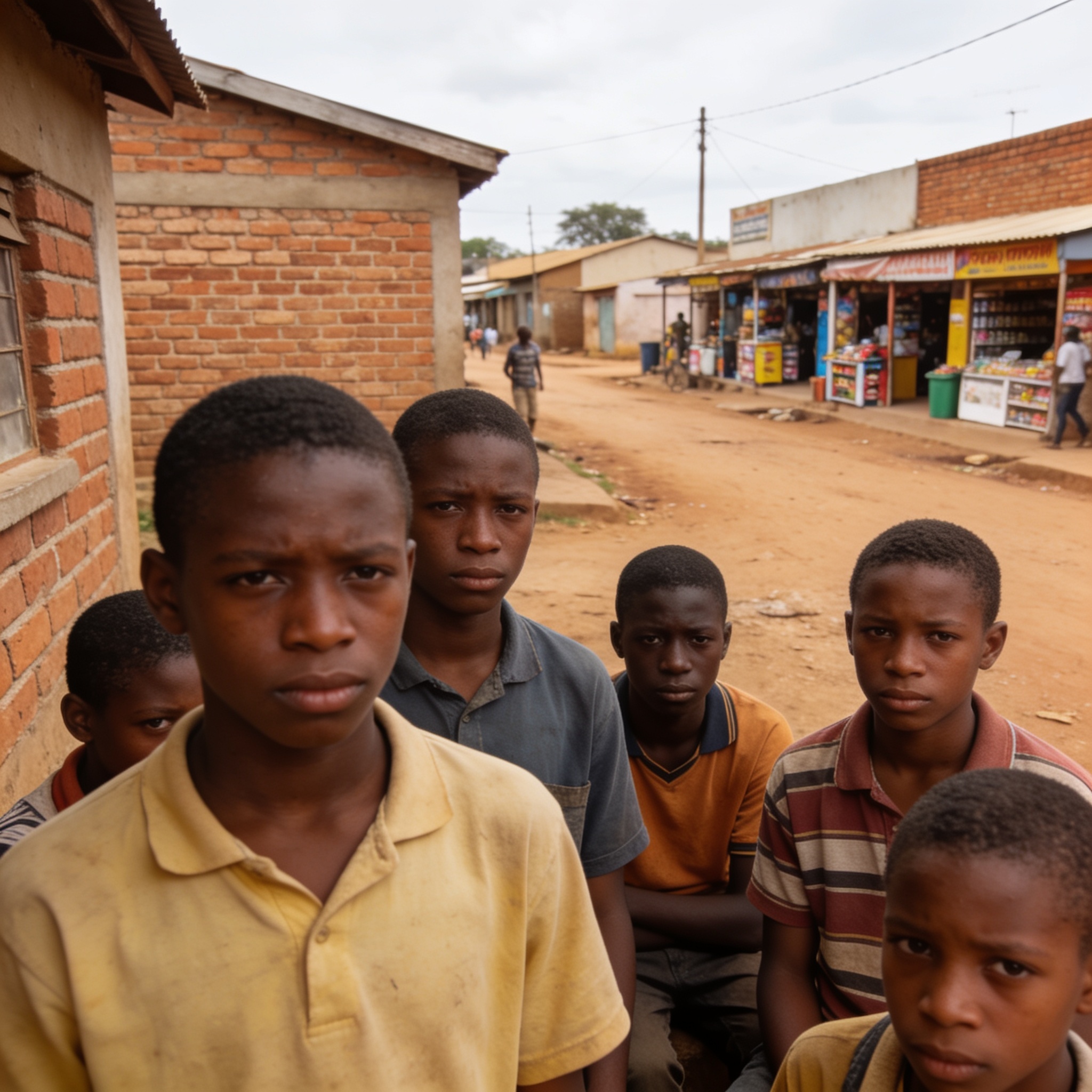 Create an editorial news illustration for an article about 'Beitbridge Records 258 School Dropouts in a Single Quarter'. The specific country is Zimbabwe (ZW); make visual cues accurate to this exact country and avoid flags or symbols of similar coun